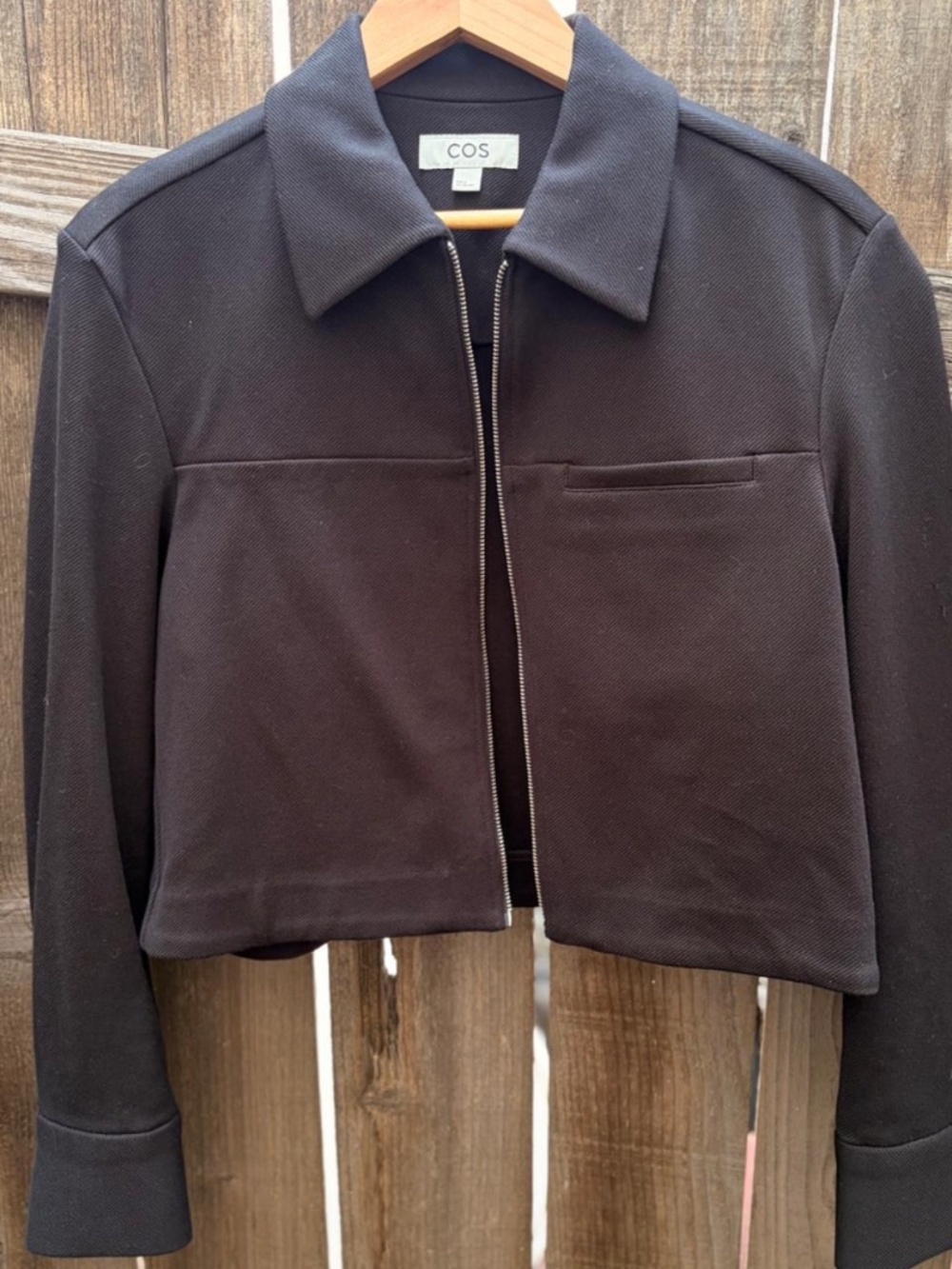 COS cropped black cotton twill jacket